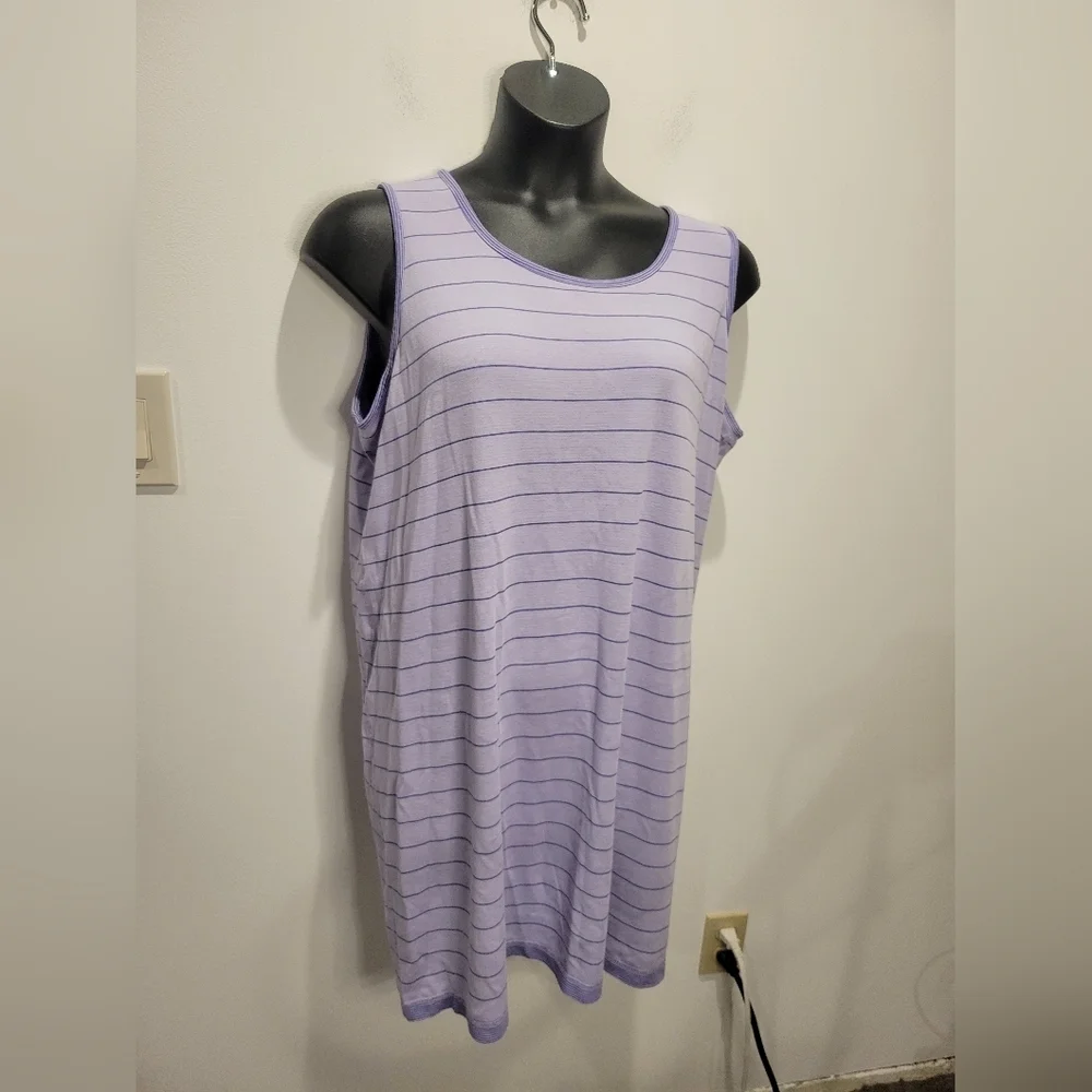 Lands End Size 1x Reverisble Purple Stripes Tank Dress